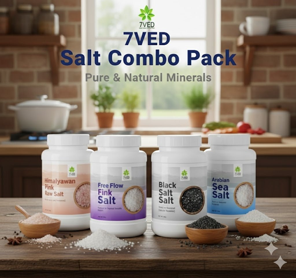 7VED Salt Combo Pack – Himalayan Pink, Free Flow Pink, Black Salt & Arabian Sea Salt (Pure & Natural Minerals) - Zircon Ventures
