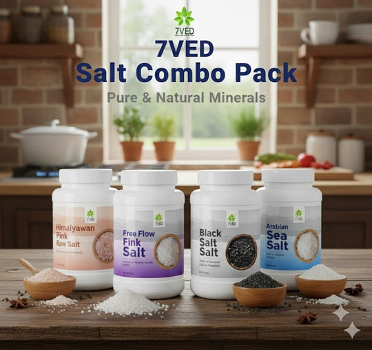 7VED Salt Combo Pack – Himalayan Pink, Free Flow Pink, Black Salt & Arabian Sea Salt (Pure & Natural Minerals) - Zircon Ventures