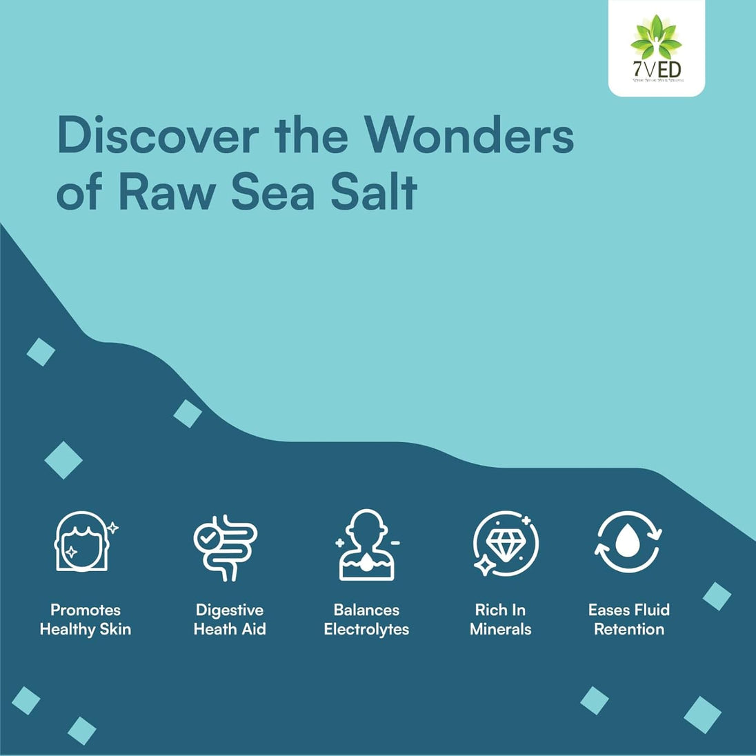 7VED Raw Sea Salt – 850 gms. Pure Coastal Salt, Unprocessed, Rich in 74 Essential Trace Minerals - Zircon Ventures