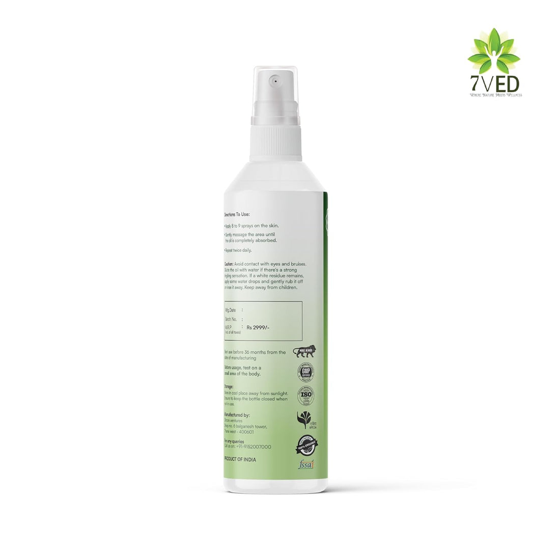 7VED Pure Magnesium Oil with Dead Sea Salt for Joint Pain Relief, Headache, Muscle Cramps and Insomnia - 1 Lit Spray Bottle - Zircon Ventures