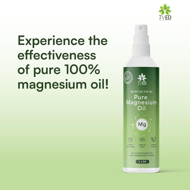 7VED Pure Magnesium Oil with Dead Sea Salt for Joint Pain Relief, Headache, Muscle Cramps and Insomnia - 1 Lit Spray Bottle - Zircon Ventures
