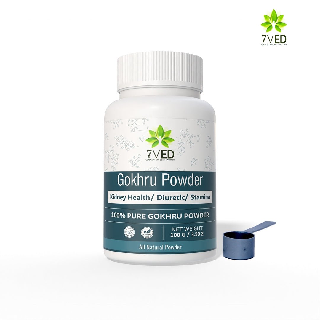 7VED Gokhru Powder | 100g | Pure Tribulus Terrestris | Ayurvedic Herbal Supplement for Vitality, Strength & Wellness | Natural & Sun - Dried | No Additives - Zircon Ventures