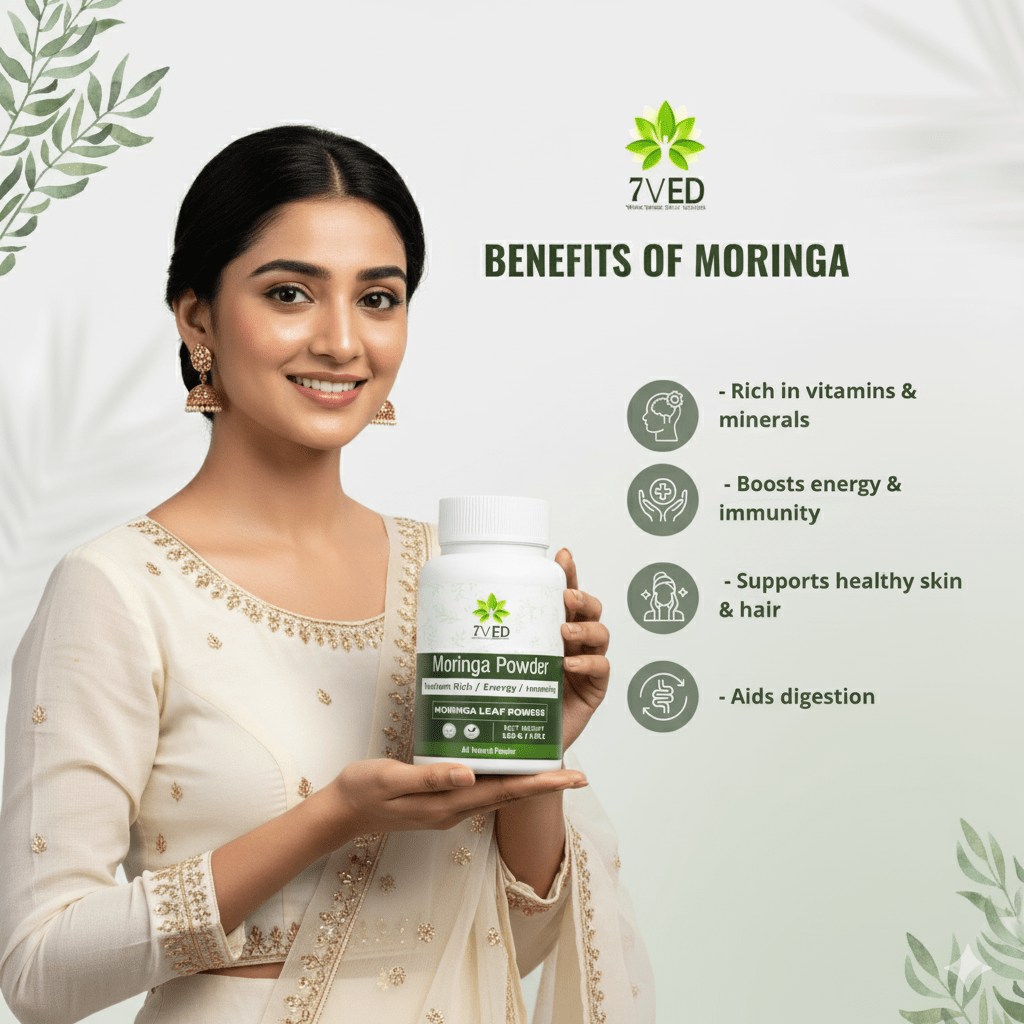 7VED Moringa Powder - 100g | Pure Moringa Oleifera Leaf Powder | Plant - Based Superfood for Energy, Immunity & General Wellness - Zircon Ventures